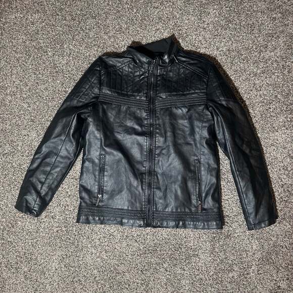 AMERICAN BREED Jackets & Blazers - American Breed Faux Leather Jacket Size M Black Moto Fur Lined